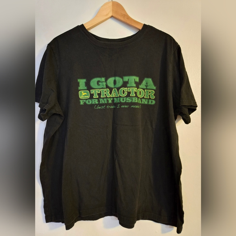 John Deere Women's Graphic T-Shirt “Best Trade I Ever Made”‎ Black Size 3XL